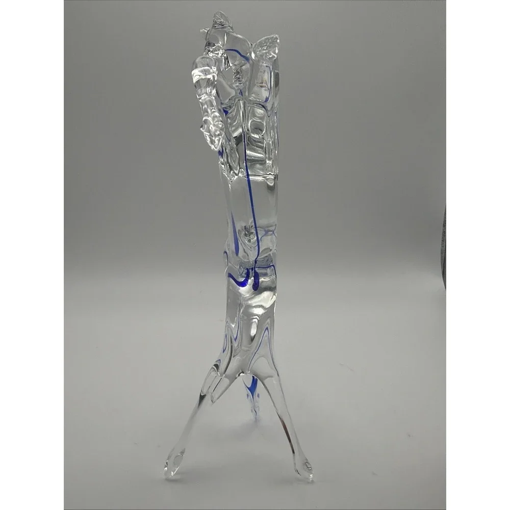 Vintage Murano Style Art Glass Horse Figurine Clear Cobalt Blue 8.25